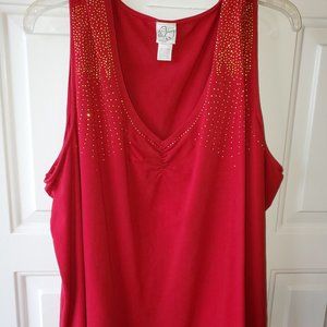 Women's Red and gold rhinestone tank tip- Size 26/28W plus